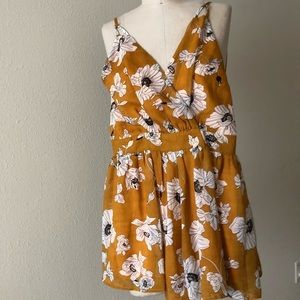 Mustard yellow floral romper